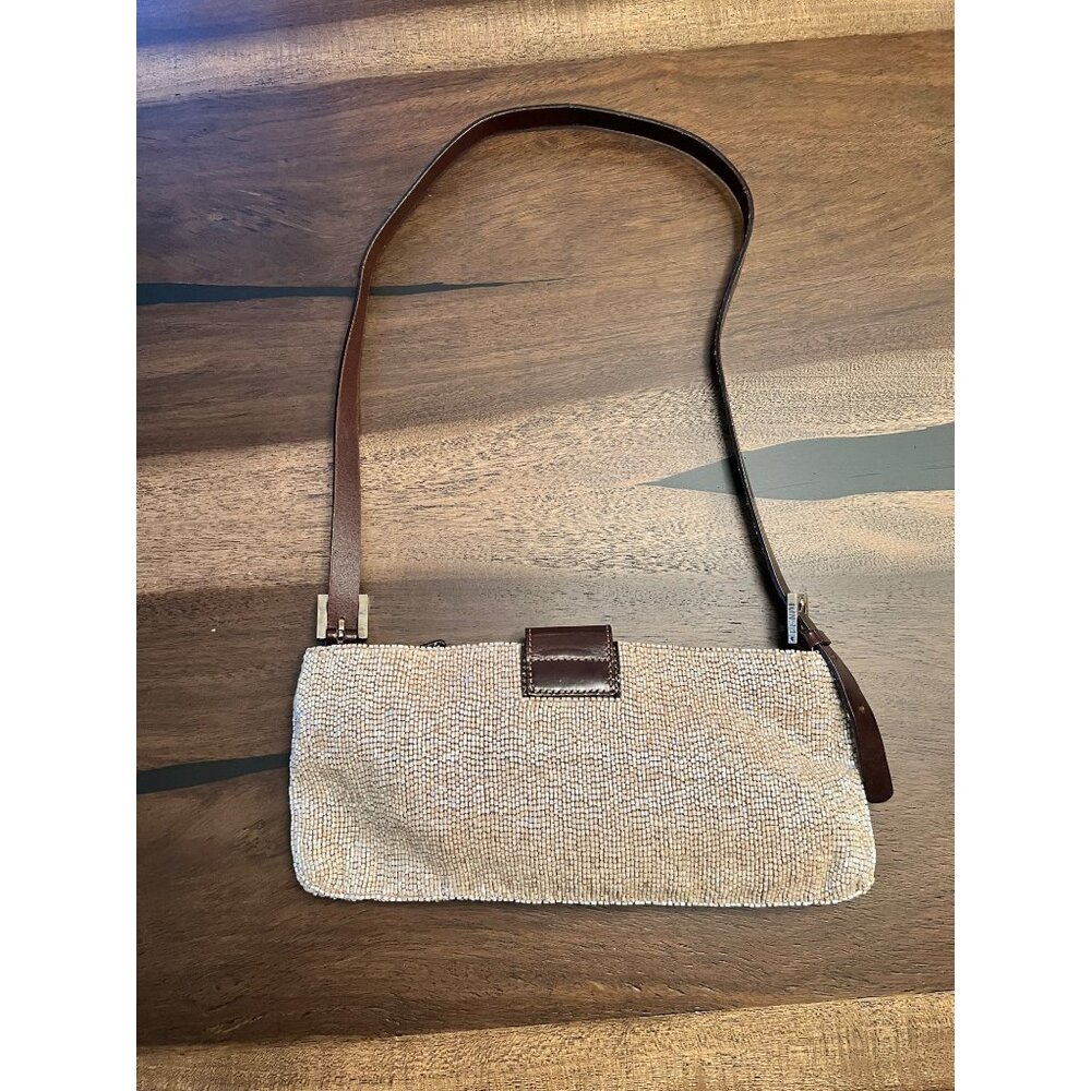 SOLD - Fendi Baguette Beaded Shoulder Bag Beige With Leather Strap & Buckle - Picture 2 of 16